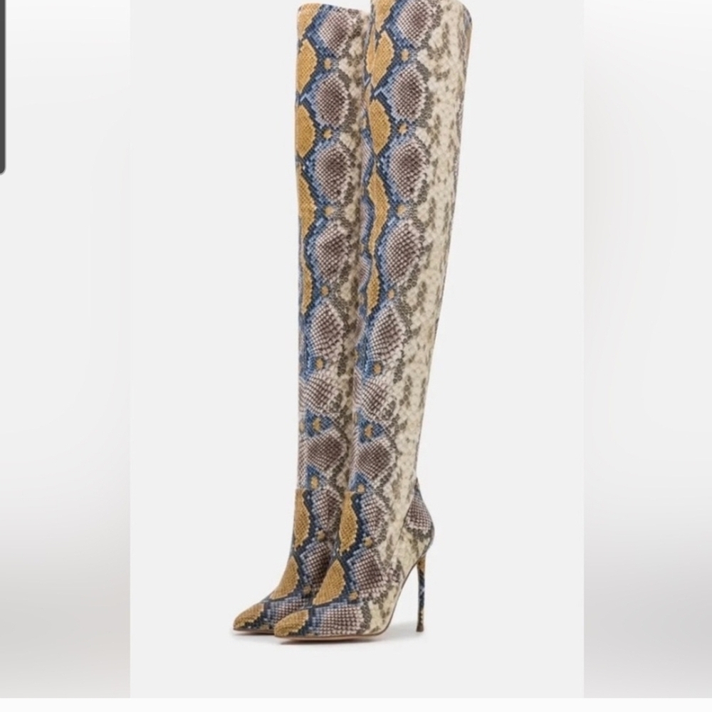 Steve Madden Multicolor Snakeskin Over-the-Knee Boots